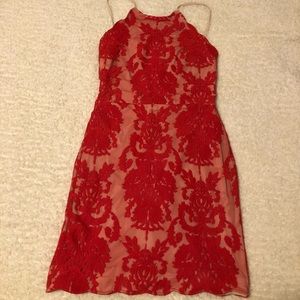 TOBI Backless Red Lace Dress